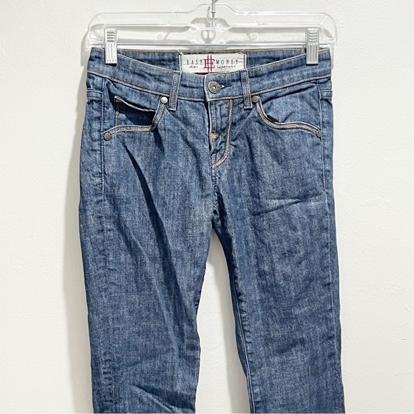 EASY MONEY Women’s Blue Dark Wash BENNIE Skinny Jeans Raw Hem Low Rise Size 24 - Picture 2 of 8